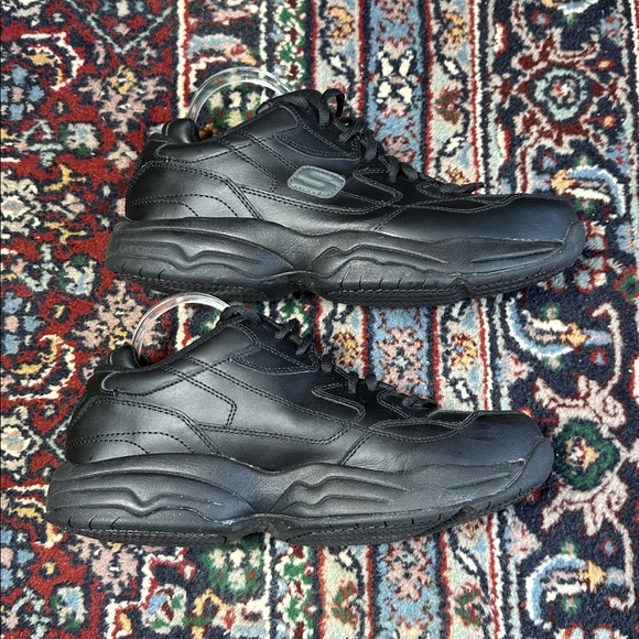 Skechers Keystone Black Leather Steel Toe Work Shoes Slip Resistant Men 9.5 - Picture 7 of 9